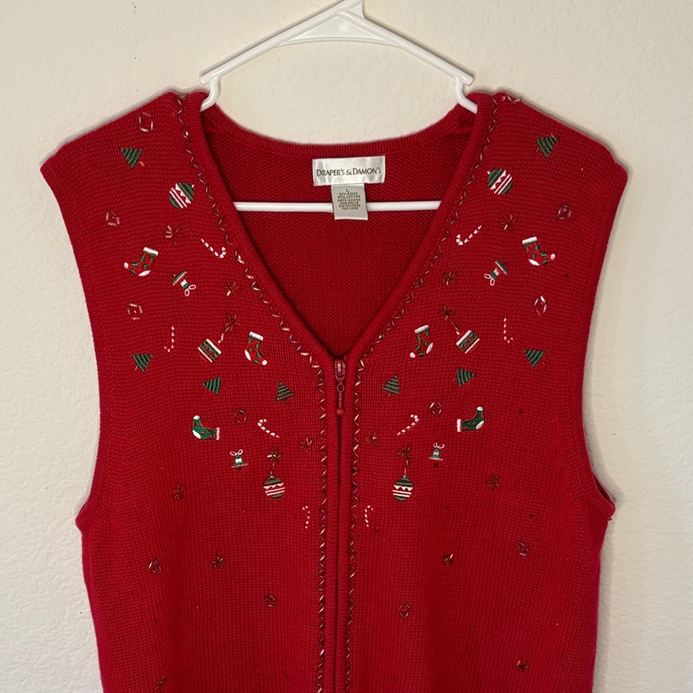 Women's Red Embellished Vest by Alfred Dunner